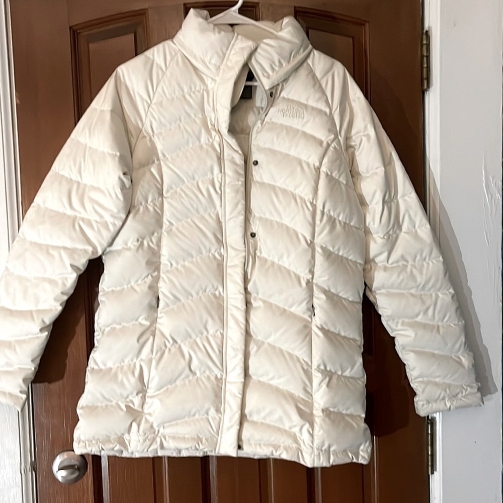 The North Face Beige Hooded Puffer Coat